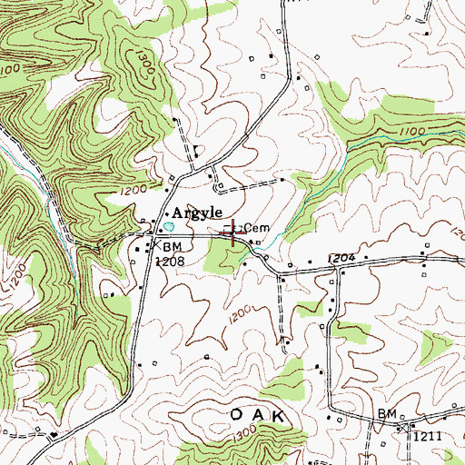 Topographic Map of Valley Oaks United Baptist Church (historical), KY