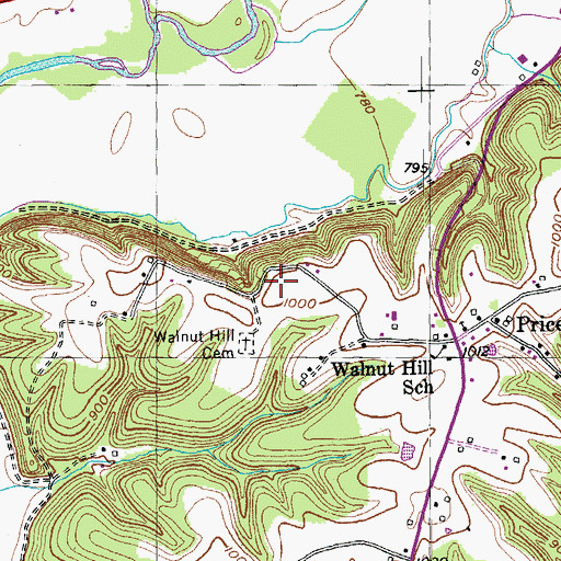 Topographic Map of Walnut Hill Ridge, KY