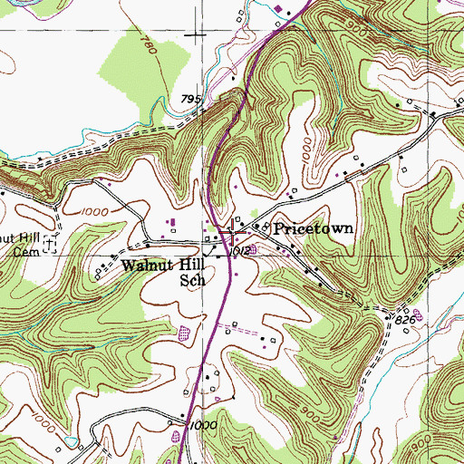 Topographic Map of Walnut Hill Separate Baptist Church (historical), KY