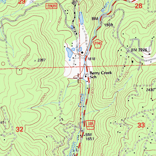 Topographic Map of Berry Creek Elementary School, CA