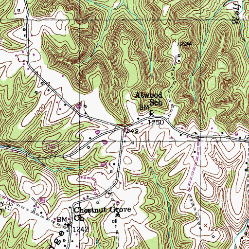 Topographic Map of Wess Post Office (historical), KY