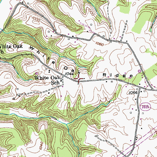 Topographic Map of White Oak Ridge (historical), KY