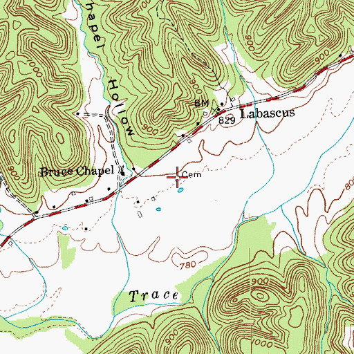 Topographic Map of Williams Cemetery, KY
