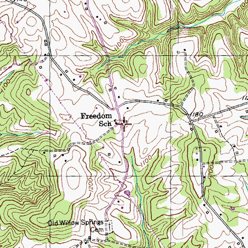 Topographic Map of Willow Springs Church Cemetery, KY