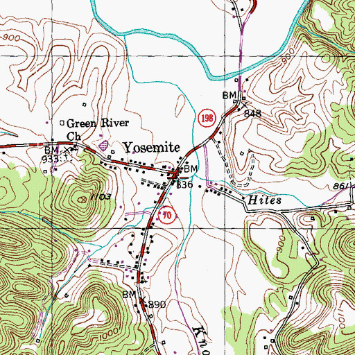 Topographic Map of Yosemite School (historical), KY