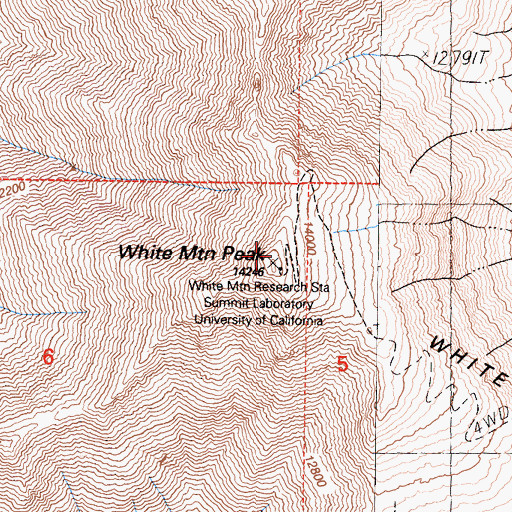 Topographic Map of White-Inyo Range, CA