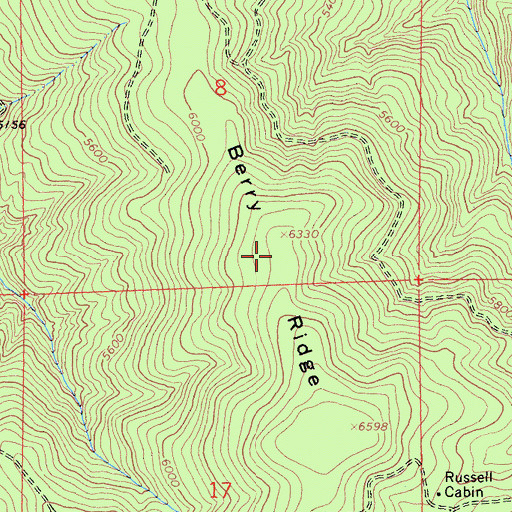 Topographic Map of Berry Ridge, CA