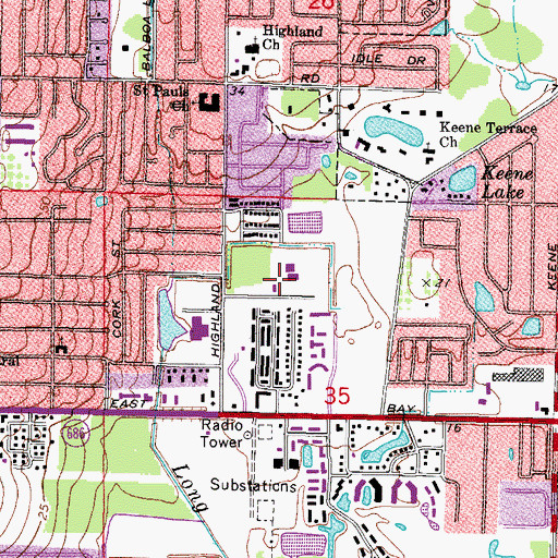 Topographic Map of Highland Family Aquatic Center, FL