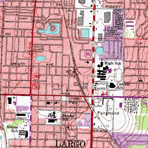 Topographic Map of Woodrow Avenue Park, FL