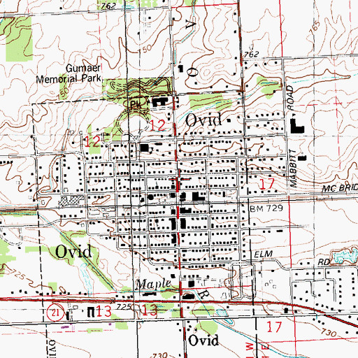 Topographic Map of First Congregational Church of Ovid Historical Marker, MI