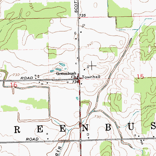 Topographic Map of Greenbush United Methodist Church Historical Marker, MI