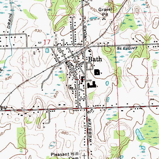 Topographic Map of Bath School Disaster Historical Marker, MI