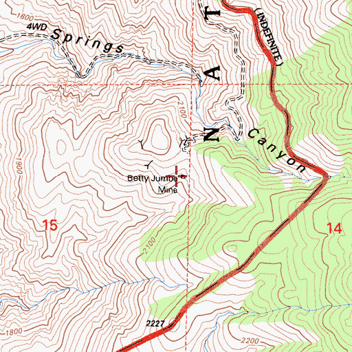 Topographic Map of Betty Jumbo Mine, CA