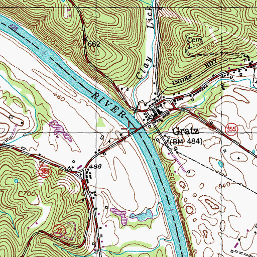 Topographic Map of Clay Lick Landing (historical), KY