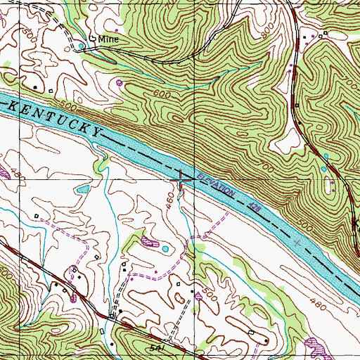 Topographic Map of Crooked Creek, KY