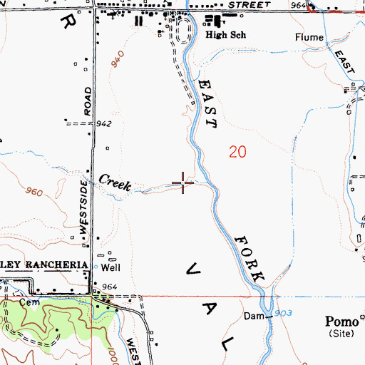 Topographic Map of Bevans Creek, CA