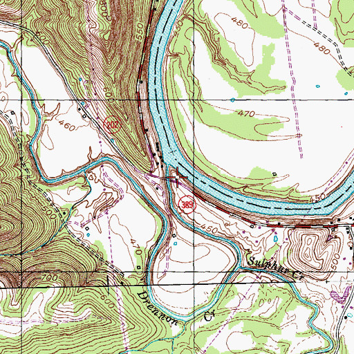 Topographic Map of Drennon Post Office (historical), KY