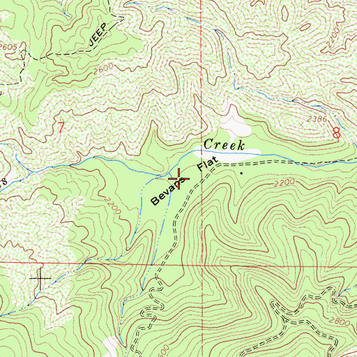Topographic Map of Bevans Flat, CA