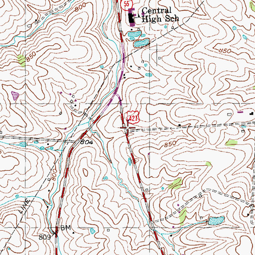 Topographic Map of Henry County Church (historical), KY