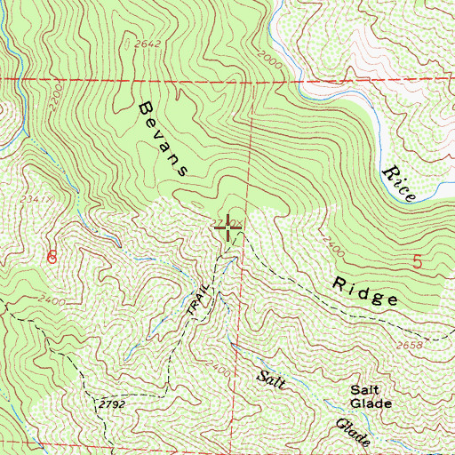 Topographic Map of Bevans Ridge, CA