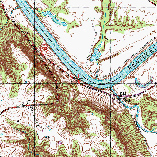 Topographic Map of Lanes Landing (historical), KY
