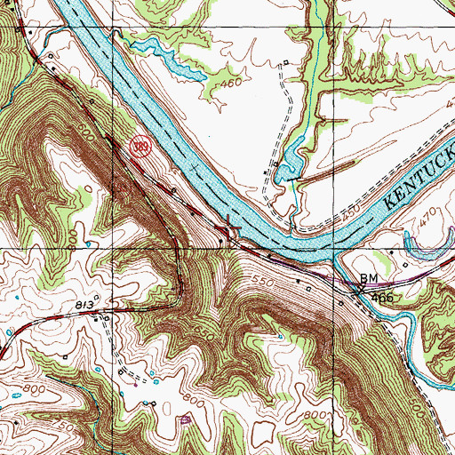 Topographic Map of Lanes Landing Post Office (historical), KY