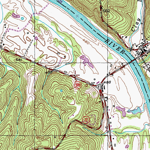 Topographic Map of Lead Mines Post Office (historical), KY