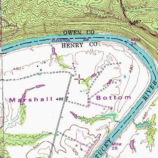 Topographic Map of Marshall Bottom, KY