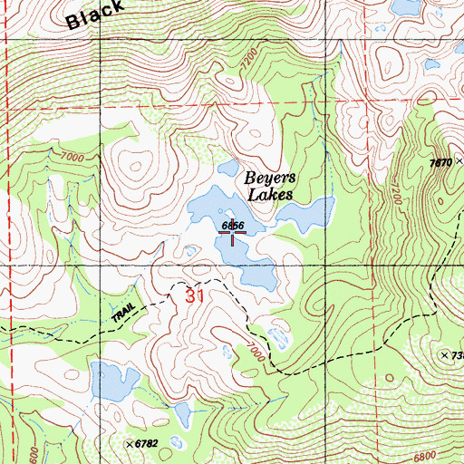 Topographic Map of Beyers Lakes, CA