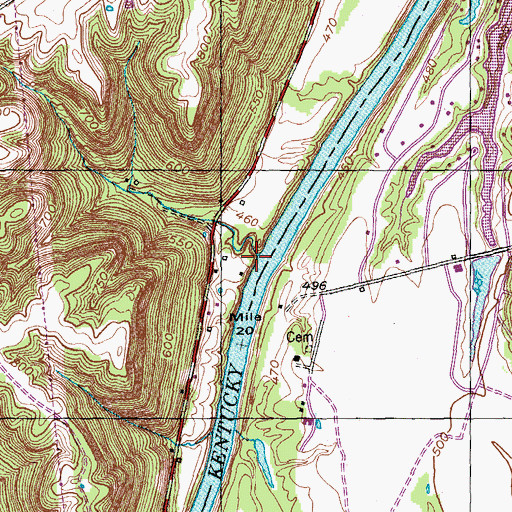 Topographic Map of Springport Ferry (historical), KY
