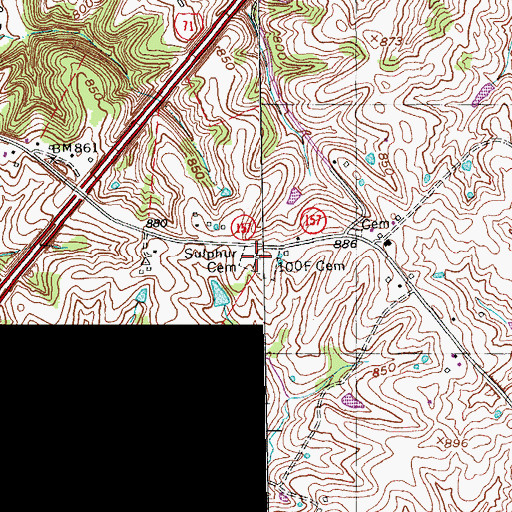 Topographic Map of Sulphur Cemetery, KY