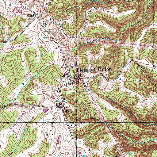 Topographic Map of Vance Post Office (historical), KY