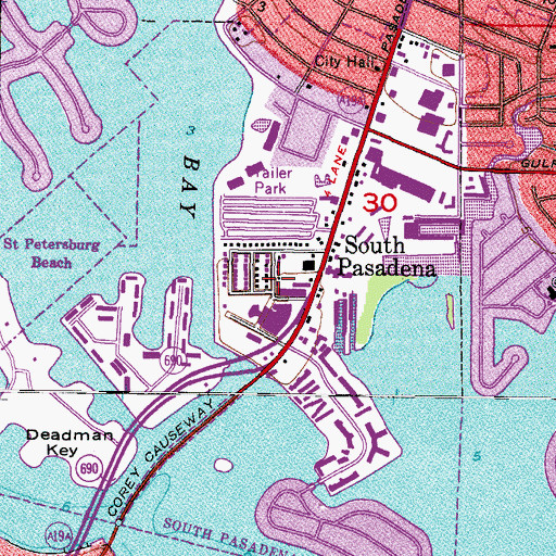 Topographic Map of Island Drive Mini Park, FL