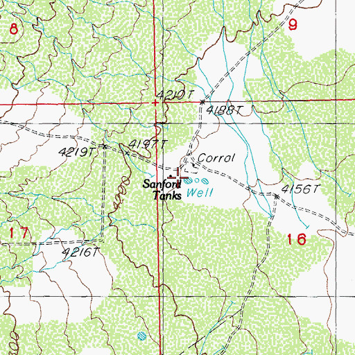 Topographic Map of Stanford Tanks, AZ