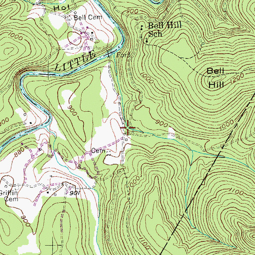 Topographic Map of The Denny Hollow, KY