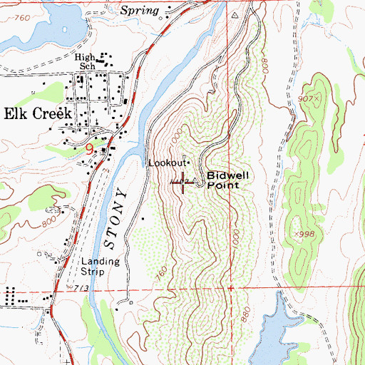 Topographic Map of Bidwell Point, CA