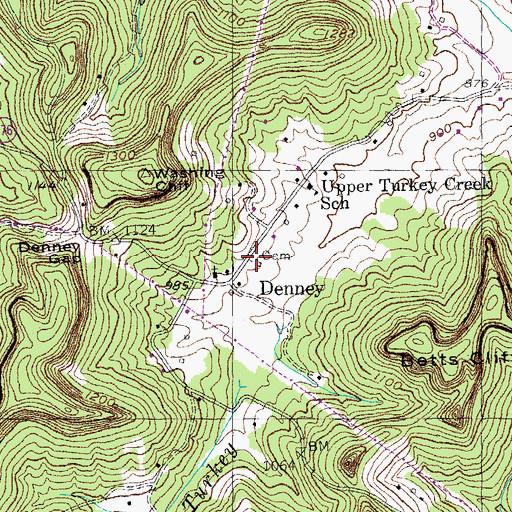 Topographic Map of Upper Denneys Gap Graveyard, KY