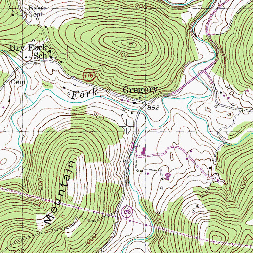 Topographic Map of Warren-Denney Cemetery, KY