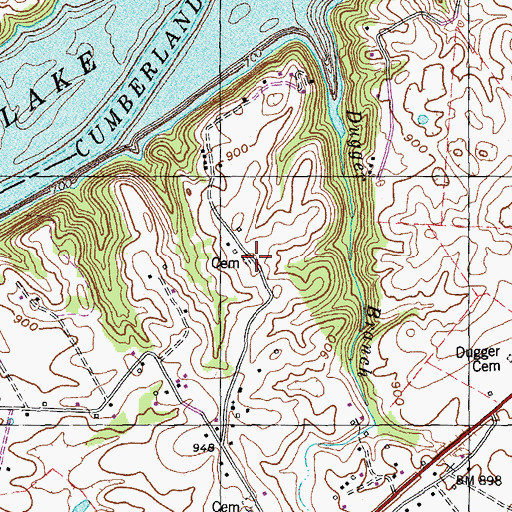 Topographic Map of Weaver Farm Cemetery, KY
