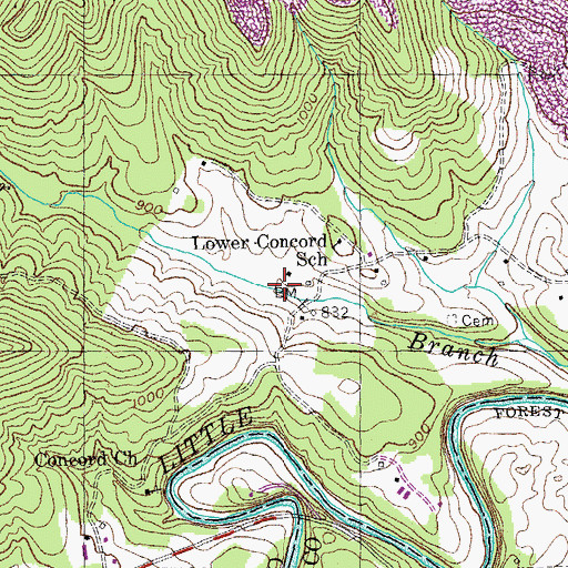 Topographic Map of Aught Gregory Cemetery, KY