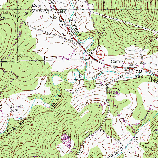 Topographic Map of Barrier Cemetery Number 2, KY