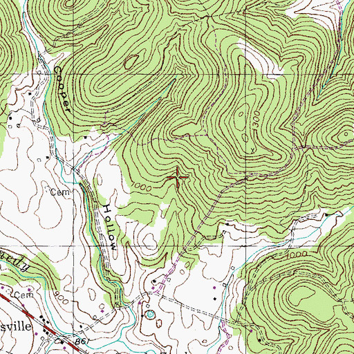 Topographic Map of Bell Ridge, KY