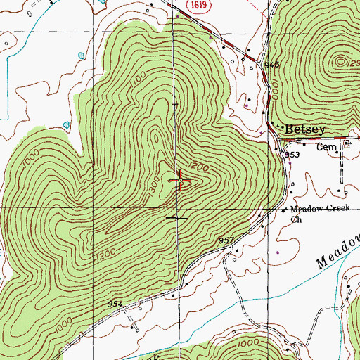 Topographic Map of Betsey Ridge, KY