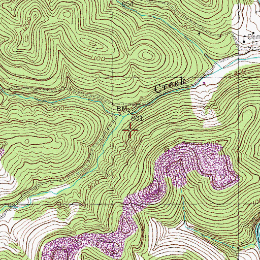Topographic Map of Blue Spring, KY