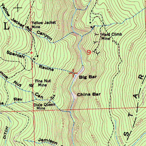 Topographic Map of Big Bar, CA