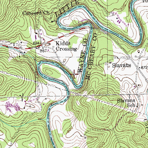 Topographic Map of Burk Cemetery, KY