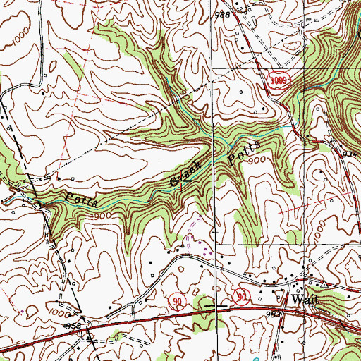 Topographic Map of Burris Mill (historical), KY