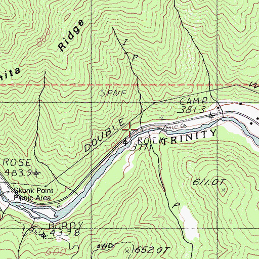 Topographic Map of Big Bar Creek, CA