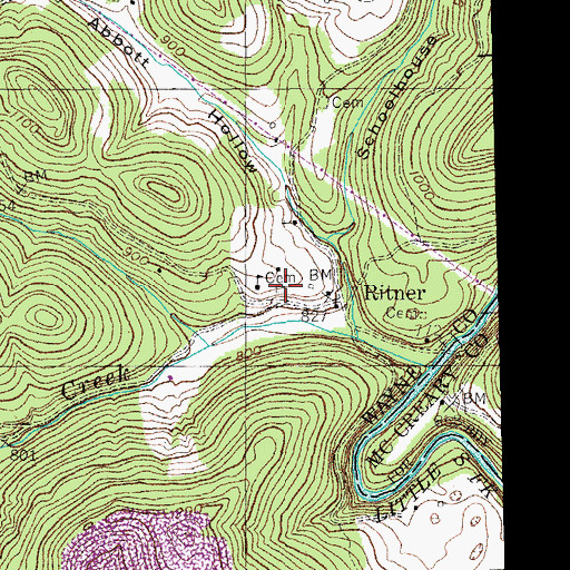 Topographic Map of Charlie Abbott Cemetery, KY