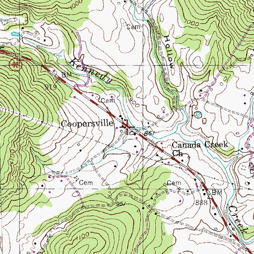 Topographic Map of Coopersville Post Office (historical), KY